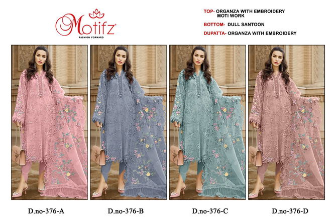 Motifz 376 A To D Organza Pakistani Salwar Kameez Catalog